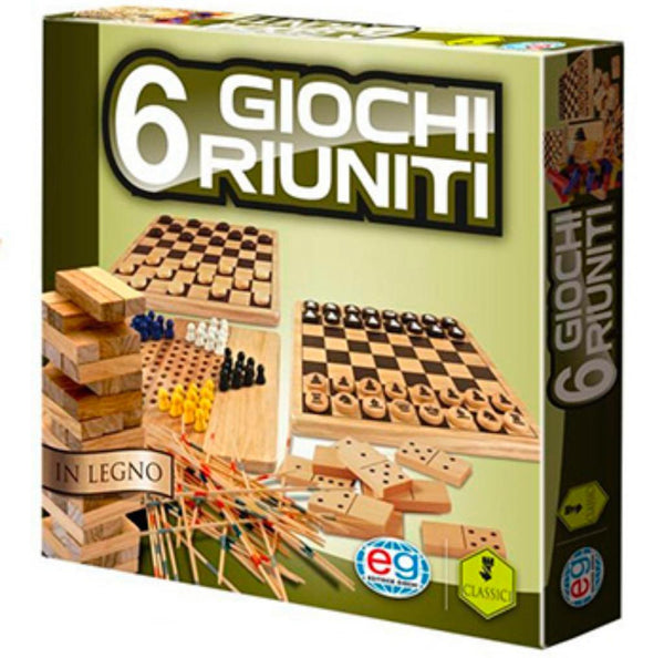 6 Giochi riuniti in Legno. Gioco da tavolo