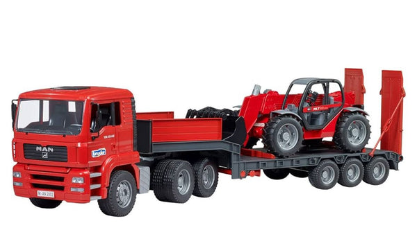 Camion MAN TGA Con Rimorchio a Pianale Ribassato e Caricatore Telescopico Manitou