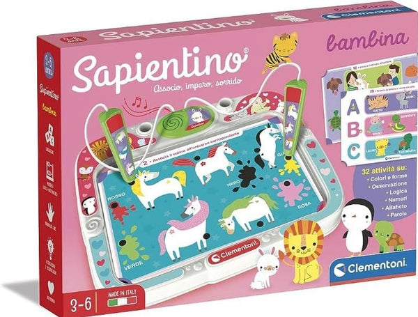 Clementoni - 16385 - Sapientino Bambina - Banchetto Con Schede Attività E Penne Interattive, Gioco Educativo 3 Anni, Elettronico (Versione In Italiano)