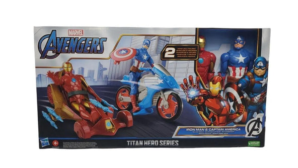 Marvel Avengers Titan Hero - Set Gioco Iron Man e Captain America con Veicolo Rolling Rescue